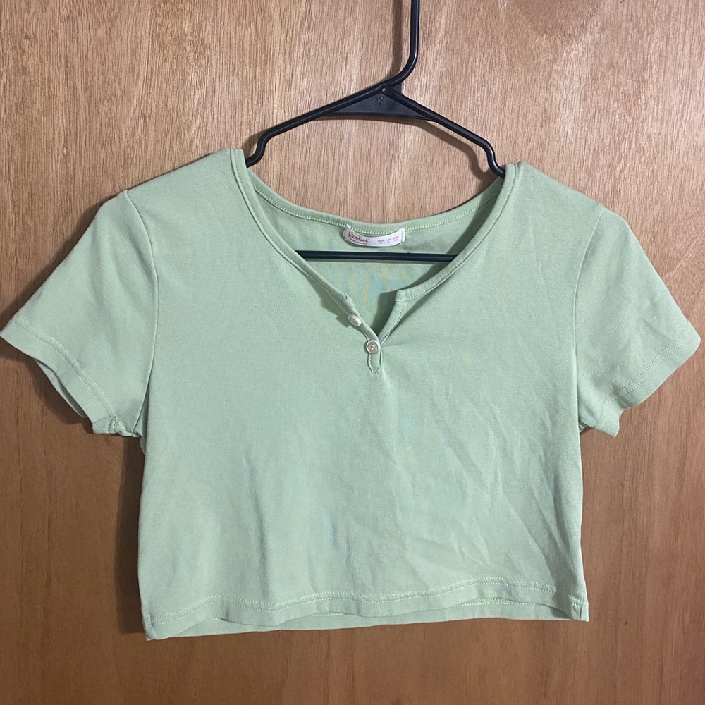 Green ROMWE crop top. Size Medium.